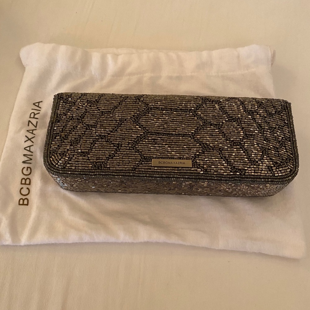 BCBG MAXAZRIA beaded clutch with dust bag